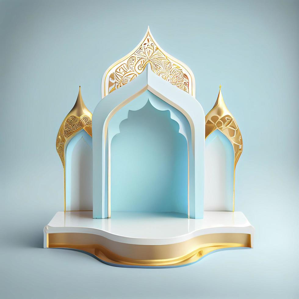 3d geven illustratie van moskee stadium voor podium of Ramadan Product Scherm foto