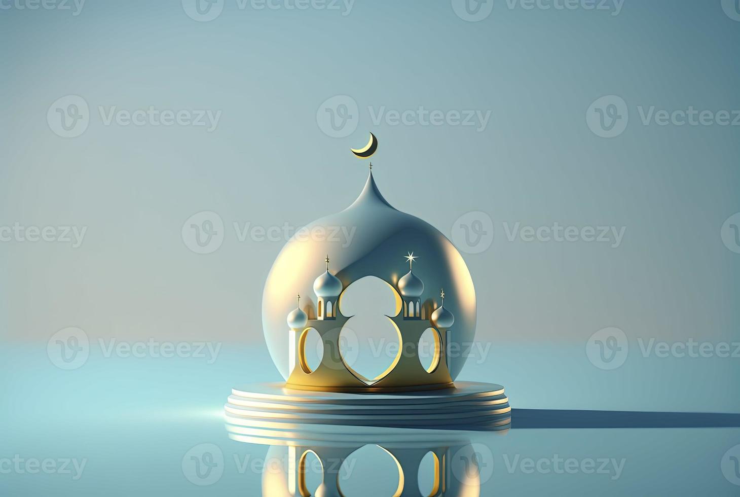 illustratie van Ramadan achtergrond met moskee en ster maan ornament foto