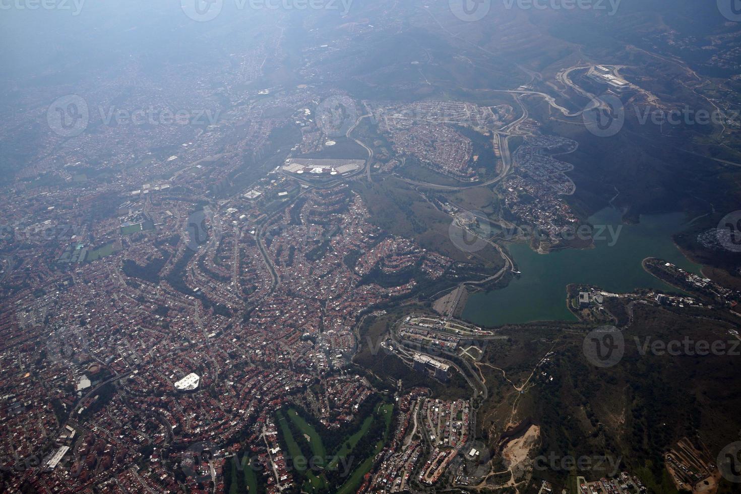 Mexico stad antenne panorama landschap van vliegtuig foto