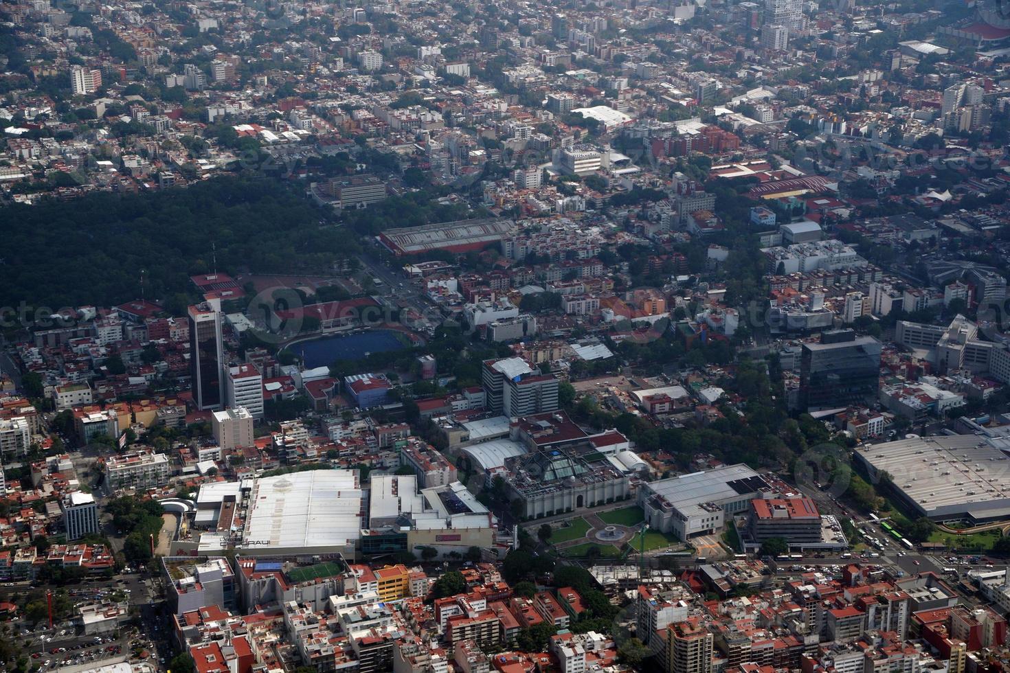 Mexico stad antenne panorama landschap van vliegtuig foto