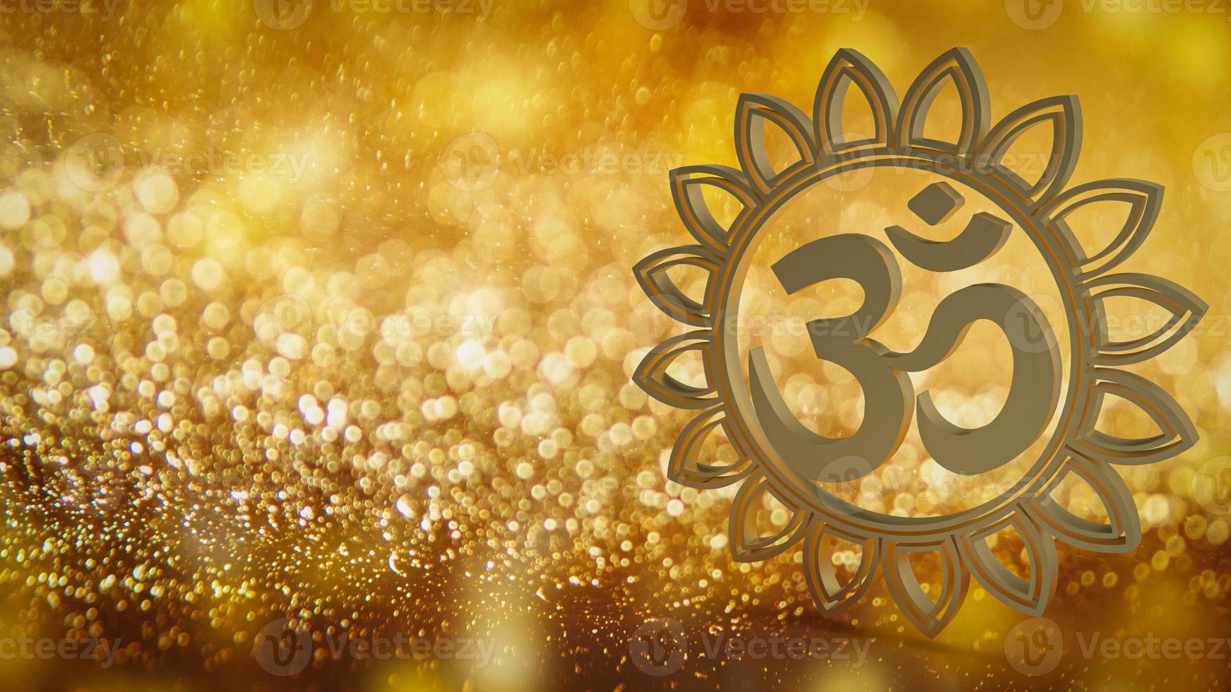 de goud ohm Hindoe symbool Aan luxe gebroken voor achtergrond concept 3d renderen foto