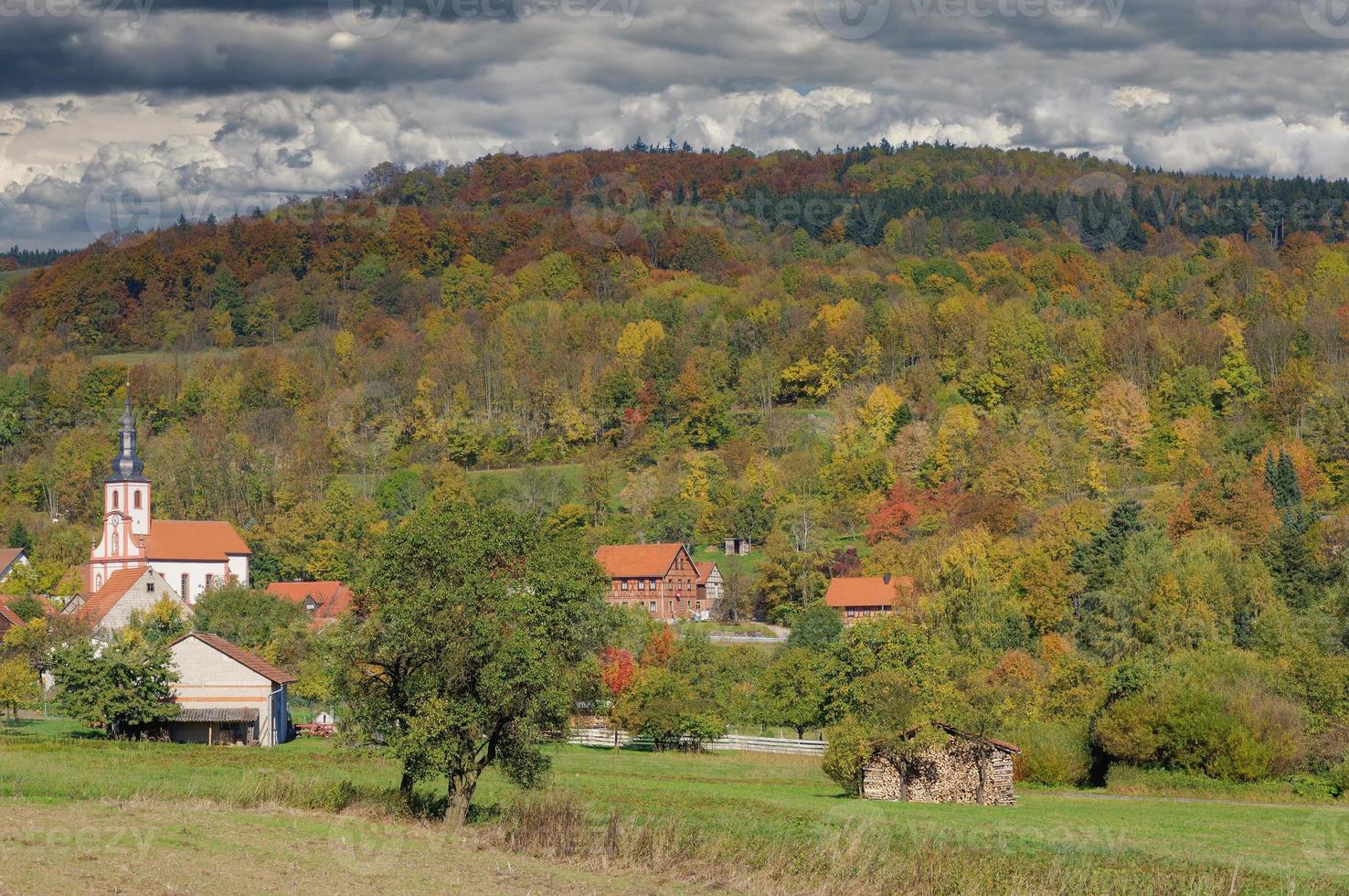 herfst- landschap in Rhoen, Duitsland foto