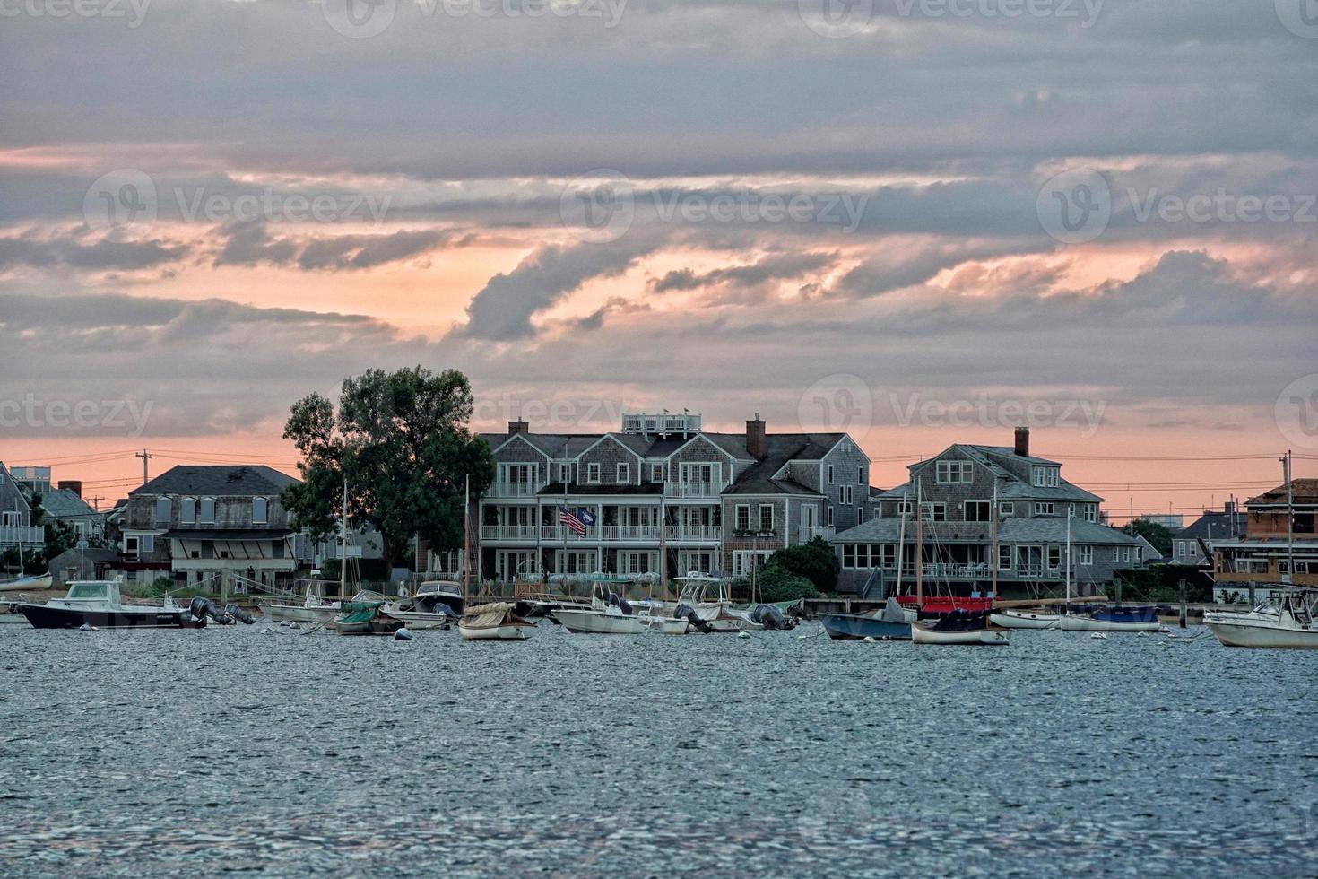 nantucket haven visie Bij zonsondergang foto