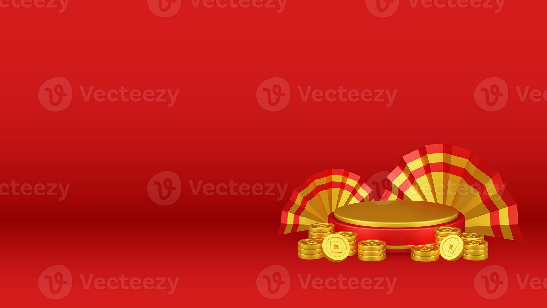 Chinese nieuw jaar 3d illustratie met ornament voor evenement Promotie sociaal media landen bladzijde geschenk doos met Aziatisch papier lampen foto