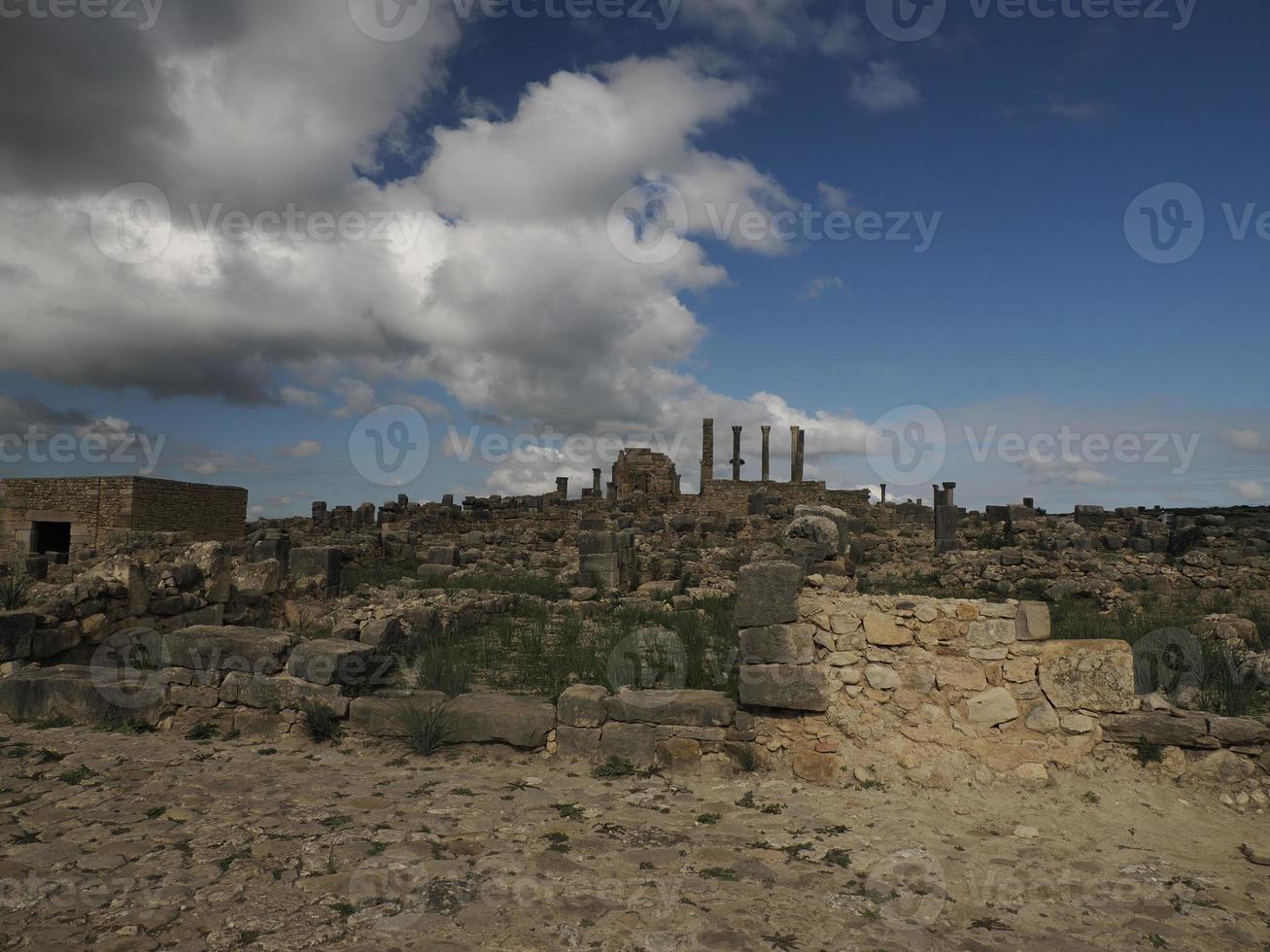 volubilis Romeins ruïnes in Marokko- best bewaarde Romeins ruïnes gelegen tussen de keizerlijk steden van fez en Meknes foto