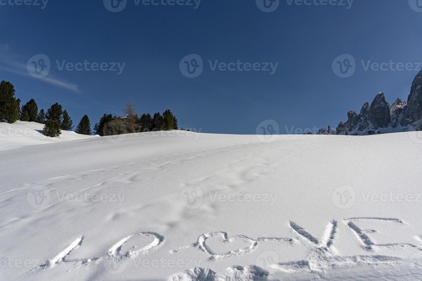 liefde schrijven Aan de sneeuw foto