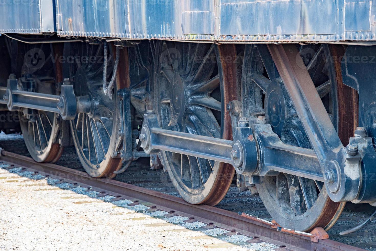 oud stoom- motor ijzer trein detail dichtbij omhoog foto
