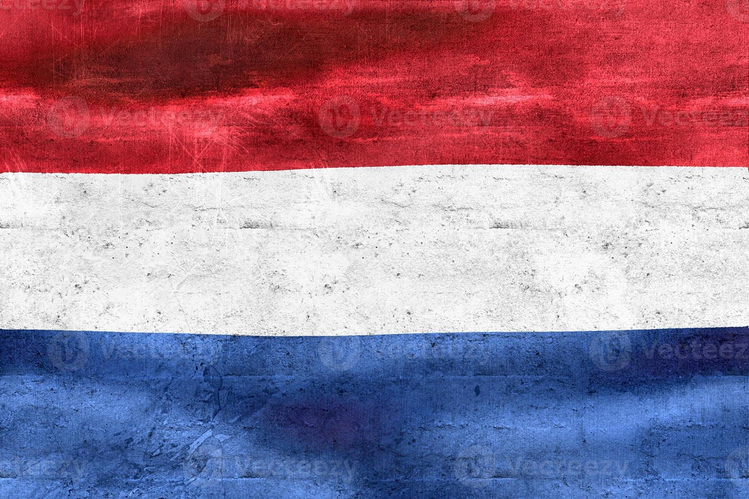 3D-illustratie van een Nederlandse vlag - realistische wapperende stoffen vlag foto