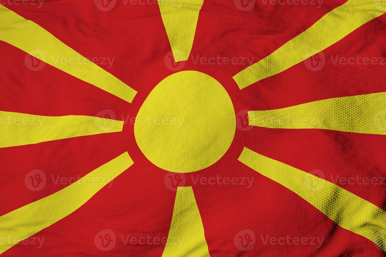 golvend vlag van noorden Macedonië in 3d renderen foto