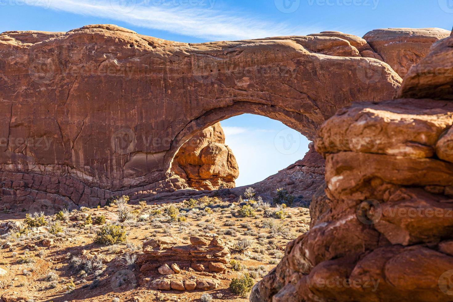 afbeelding van noorden venster boog in de bogen nationaal park in Utah in winter foto