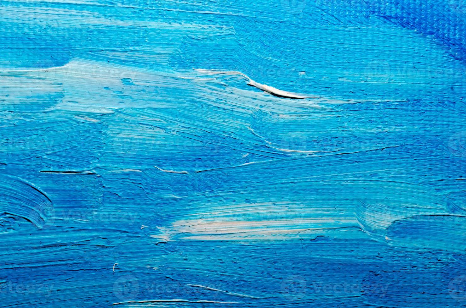 structuur blauw olie verf Aan canvas macro detailopname foto