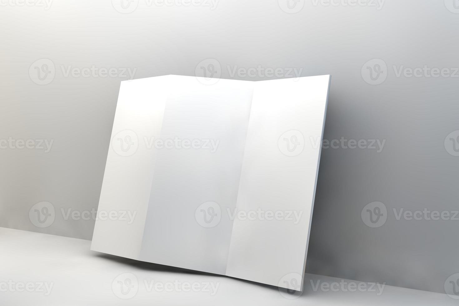 blanco tri vouwen brochure sjabloon voor bespotten omhoog en presentatie ontwerp. 3d geven illustratie. foto