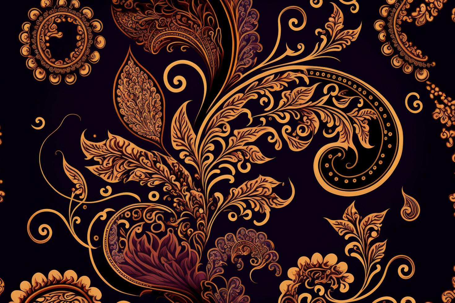 paisley naadloos vector patroon, wijnoogst achtergrond in batik stijl foto