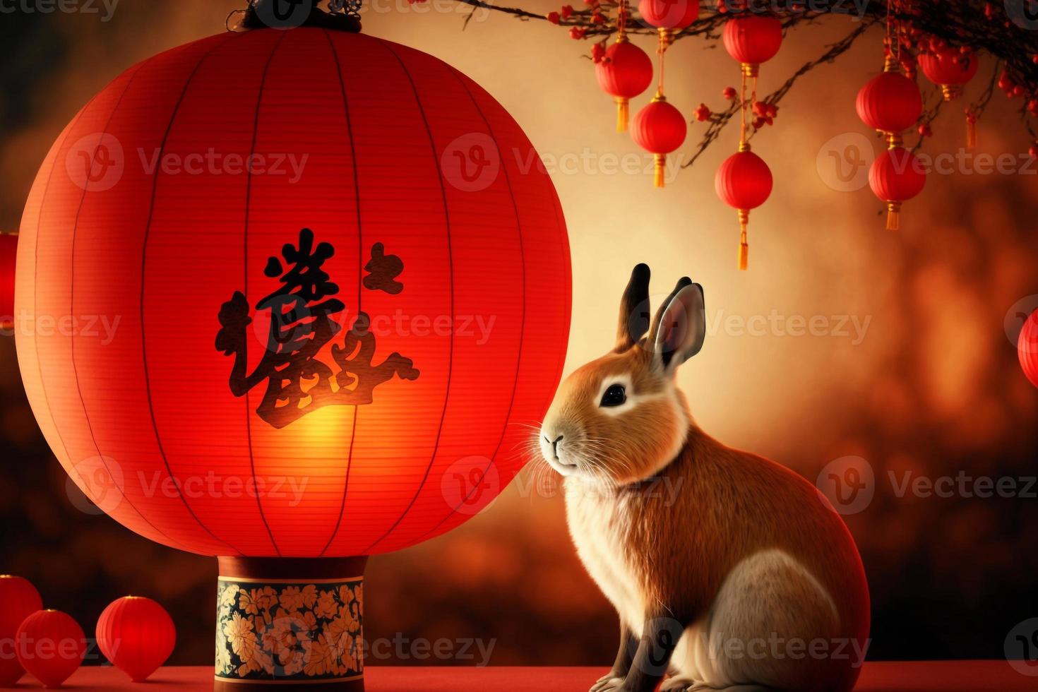 Chinese nieuw jaar viering met konijn foto