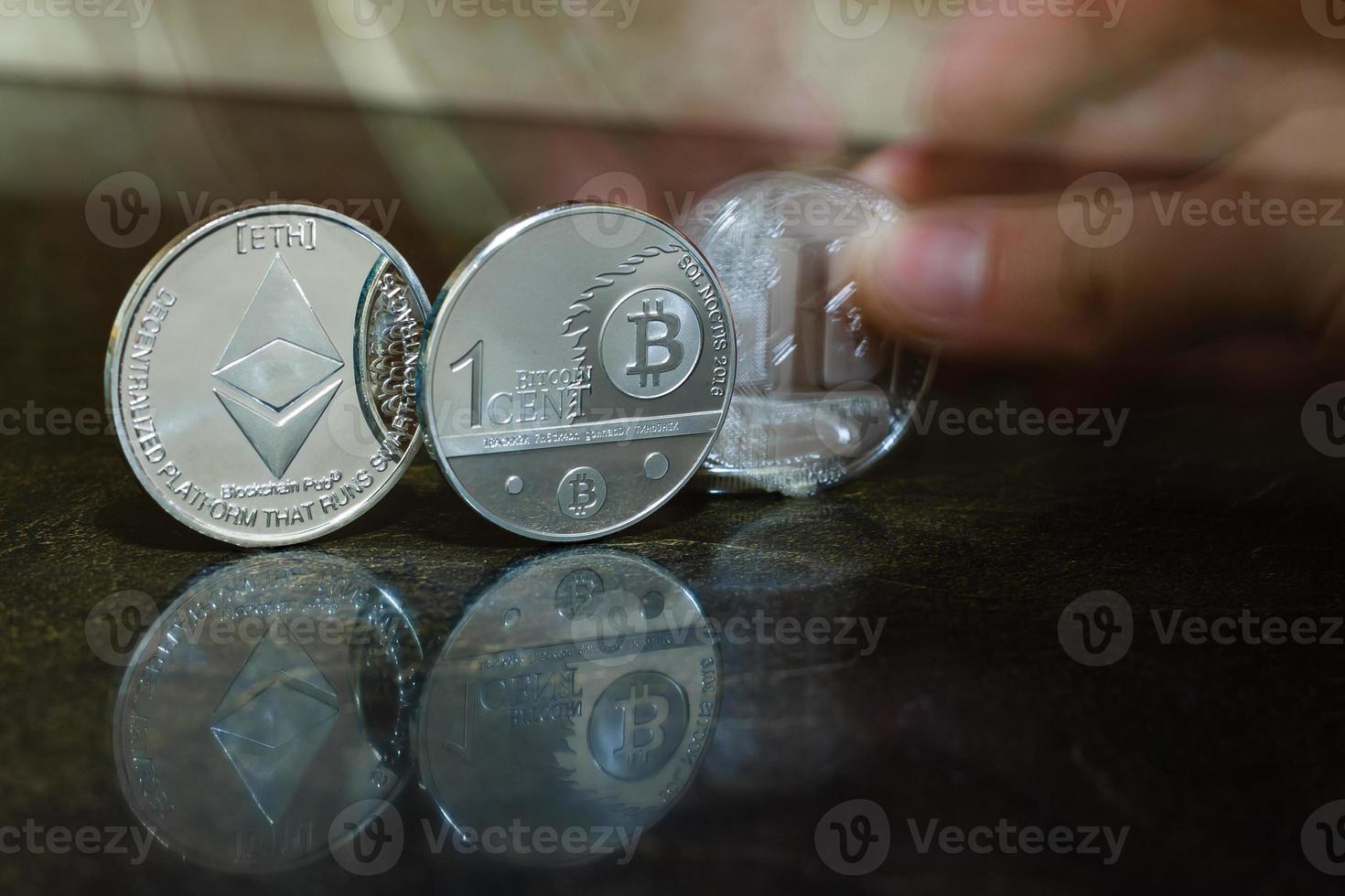 digitaal cryptocurrency's bitcoin ethereum litecoin foto