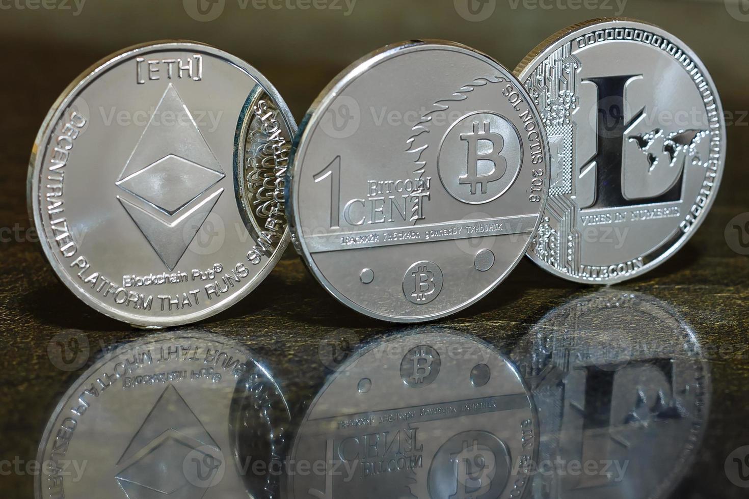digitaal cryptocurrency's bitcoin ethereum litecoin foto