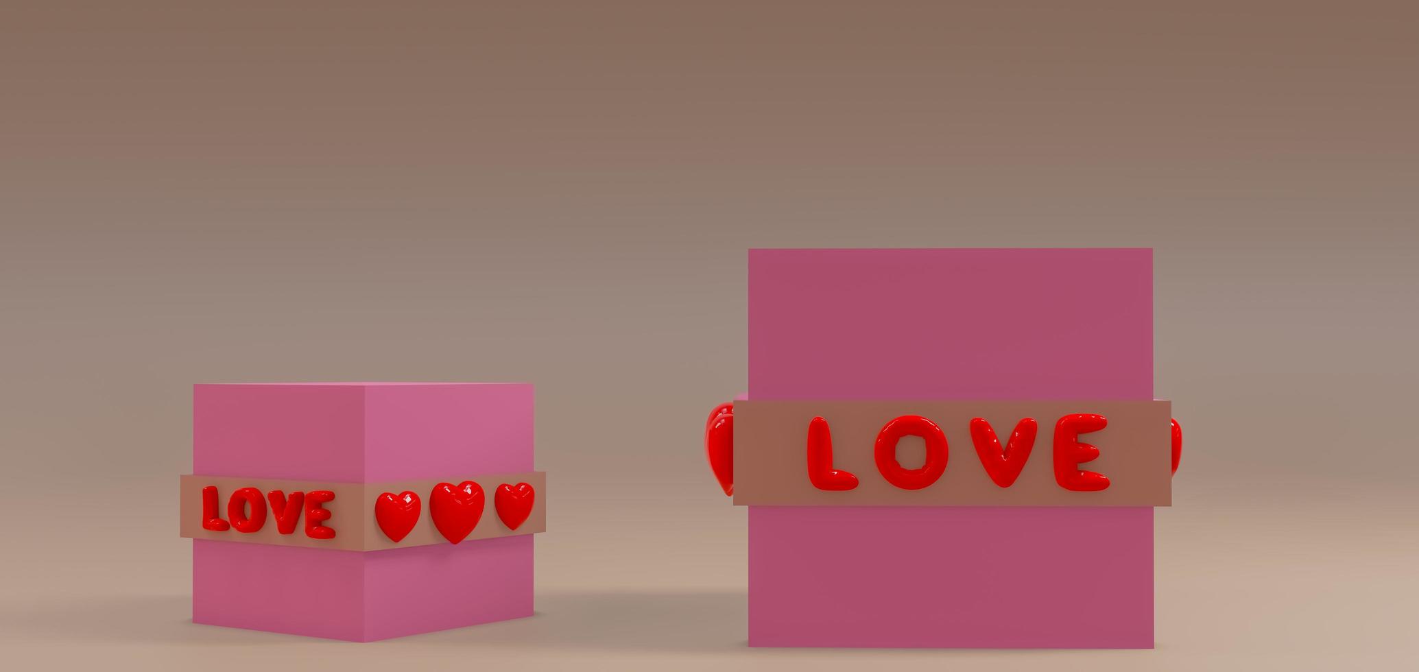 gelukkig valentijnsdag dag achtergrond, een doos met een harten. romantisch concept voor Valentijnsdag dag. 3d werk foto