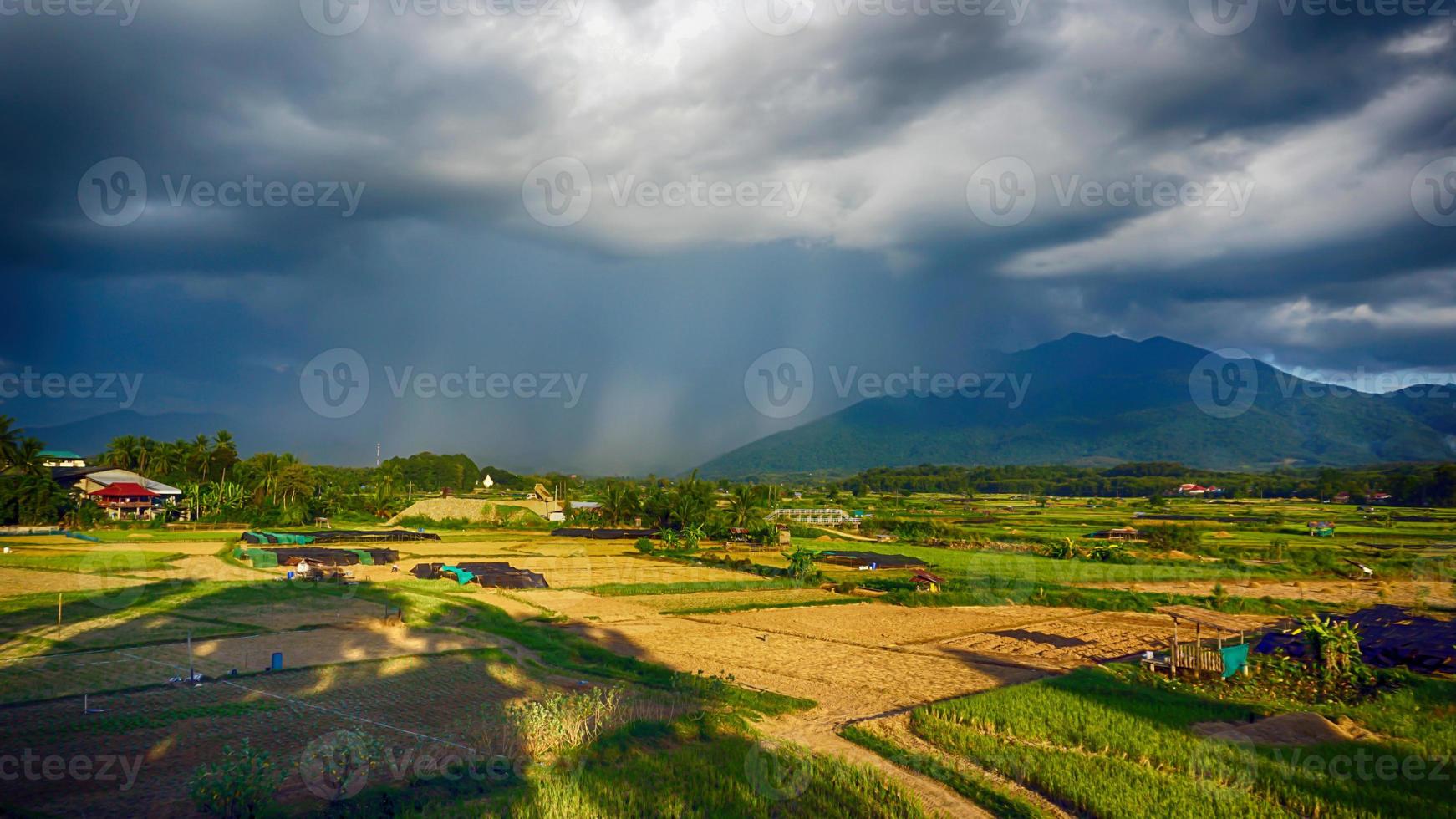 een regenbui is reeks naar vallen gedurende de dag wanneer de zon schijnt helder.zacht en selectief focus. foto