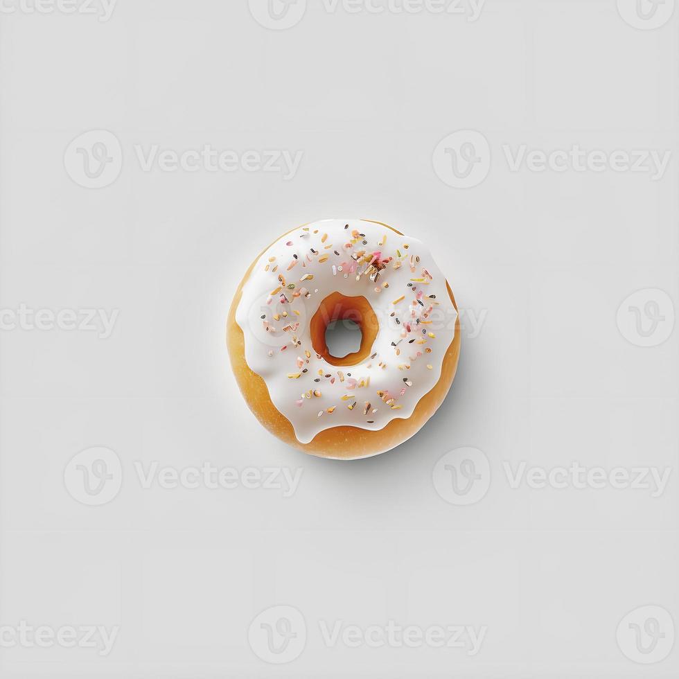 donuts Aan wit achtergrond, perfect voor reclame, verpakking, menu's, kookboeken. markeren structuur en details, schot van bovenstaande, hoge resolutie geschikt voor afdrukken, affiches, banners en meer foto