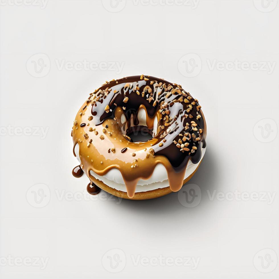 donuts Aan wit achtergrond, perfect voor reclame, verpakking, menu's, kookboeken. markeren structuur en details, schot van bovenstaande, hoge resolutie geschikt voor afdrukken, affiches, banners en meer foto