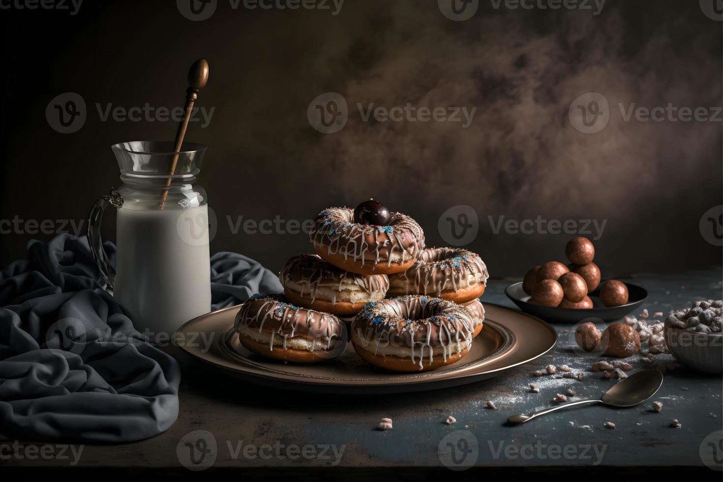 donuts Aan wit achtergrond, perfect voor reclame, verpakking, menu's, kookboeken. markeren structuur en details, schot van bovenstaande, hoge resolutie geschikt voor afdrukken, affiches, banners en meer foto