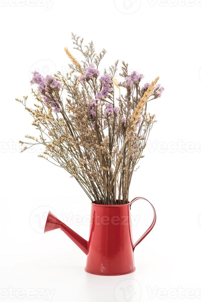 statice en caspia bloemen in een vaas op witte achtergrond foto