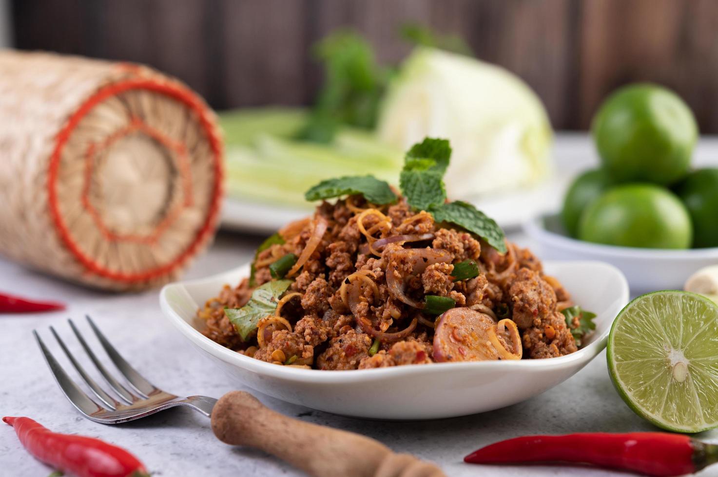 gastronomisch gekruid varkensgehakt foto