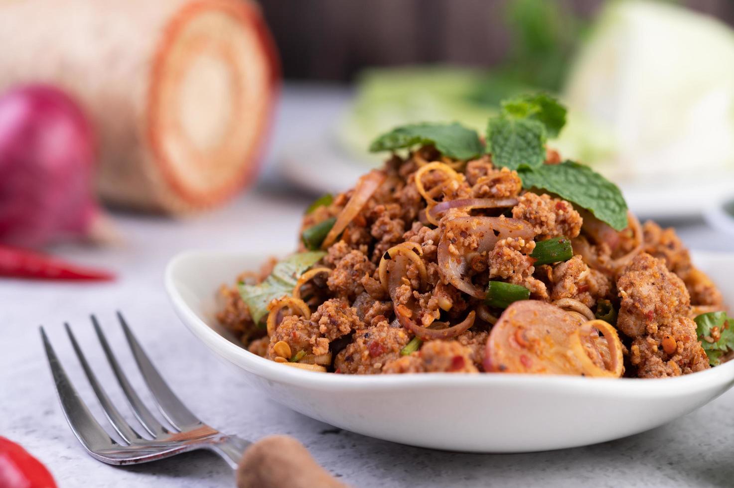 gastronomisch gekruid varkensgehakt foto