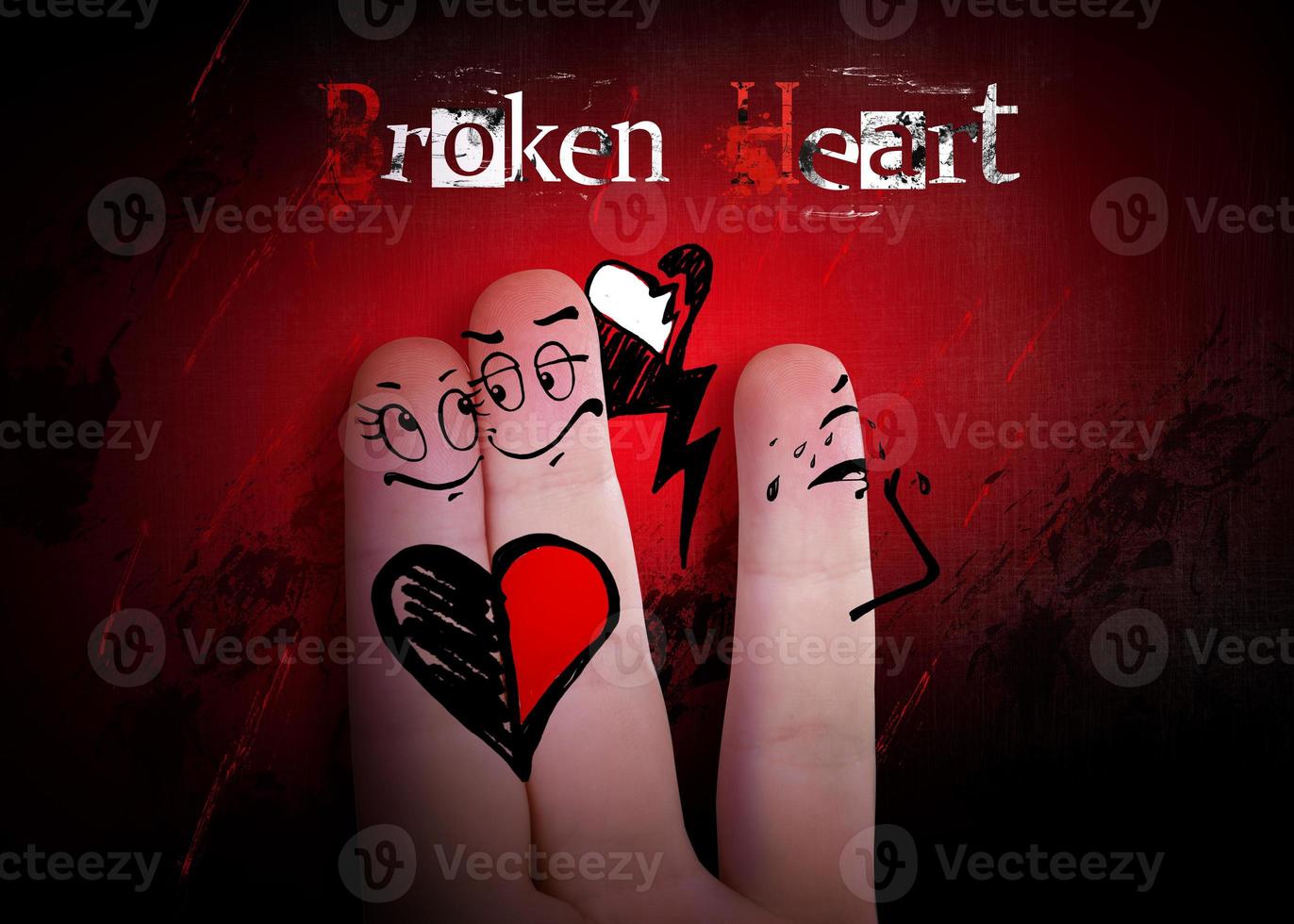 gebroken hart, liefde en Valentijnsdag concept. 3d illustratie foto