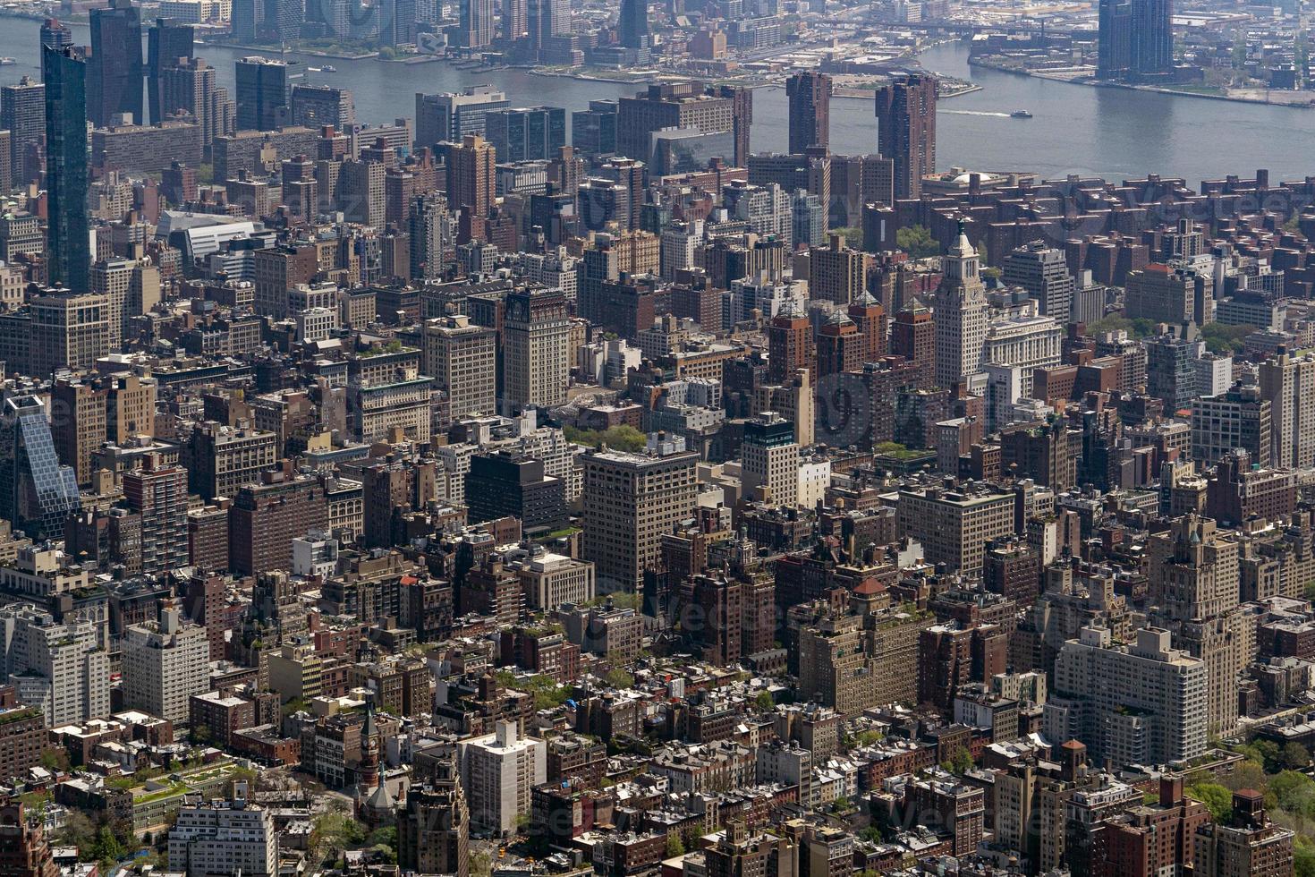 Manhattan nieuw york antenne visie van helikopter foto