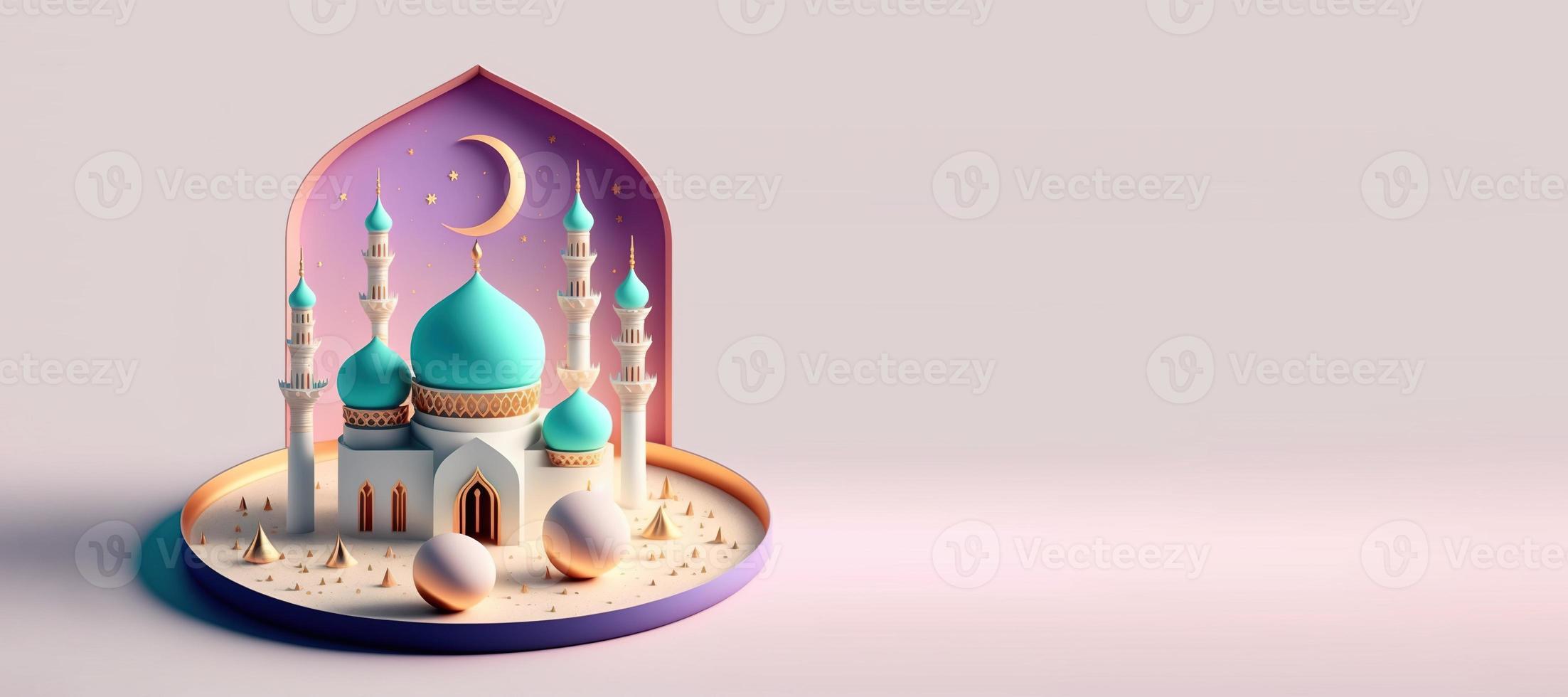 digitaal illustratie van moskee voor Ramadan islamitisch viering banier foto