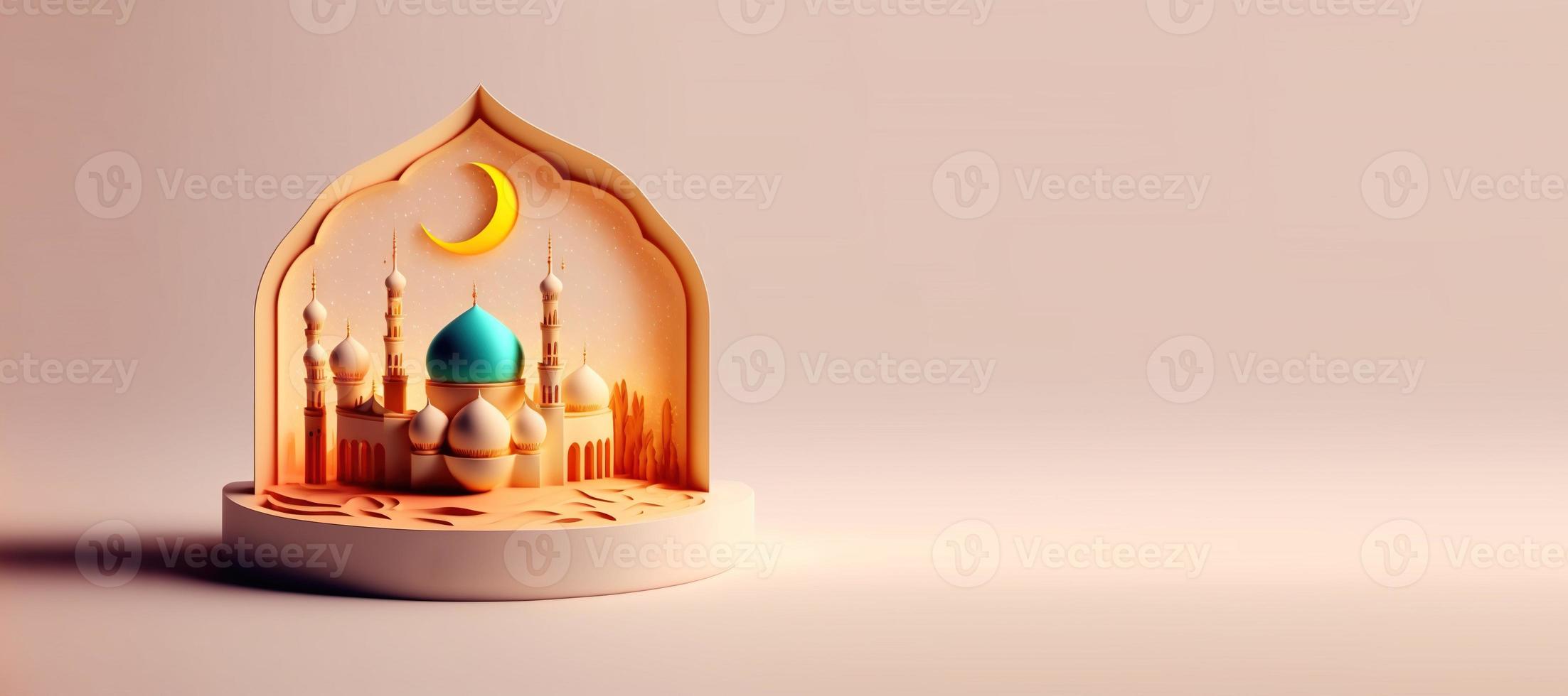moskee illustratie voor eid Ramadan islamitisch viering achtergrond foto