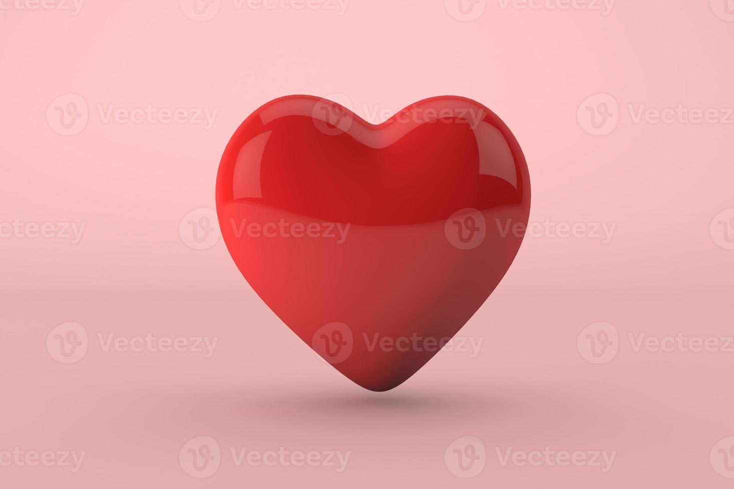 gemakkelijk rood hart Aan roze achtergrond. 3d valentijnsdag dag concept foto