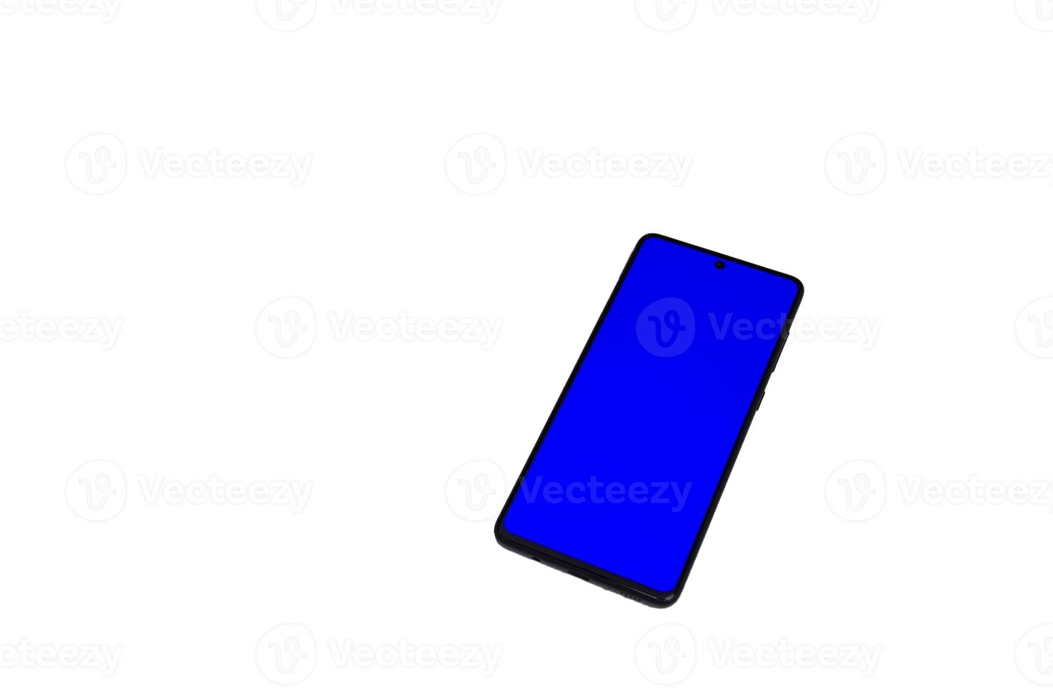 smartphone met blauw scherm, met knipsel pad foto