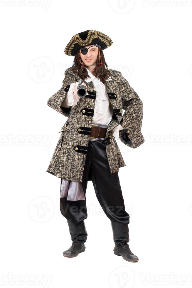 Mens in een piraat kostuum. geïsoleerd foto