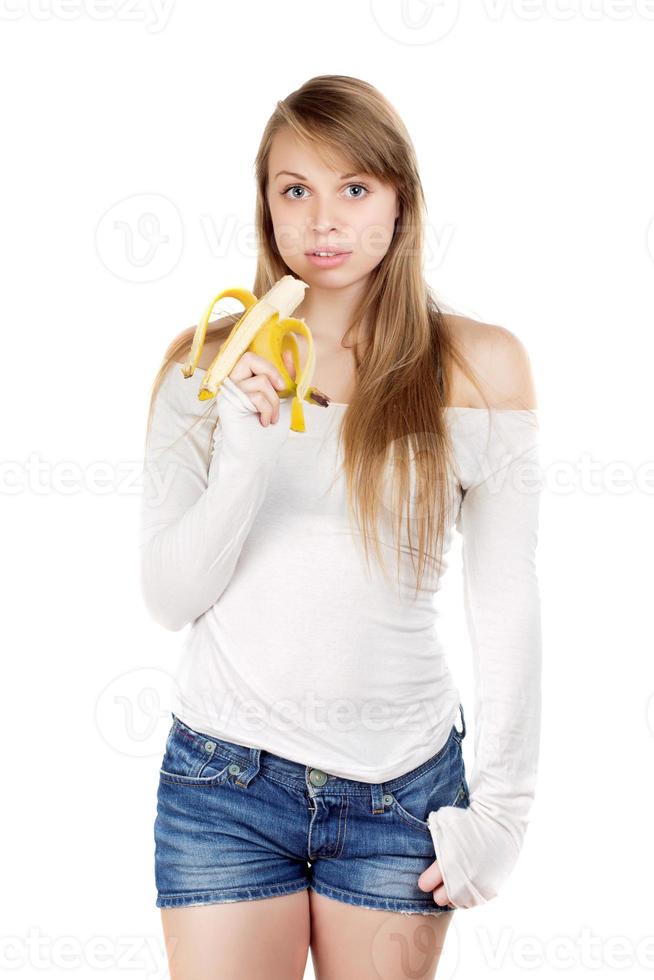 vrouw Holding banaan foto