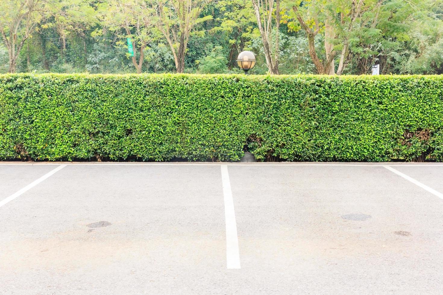 lege parkeerplaats buiten in openbaar park. foto