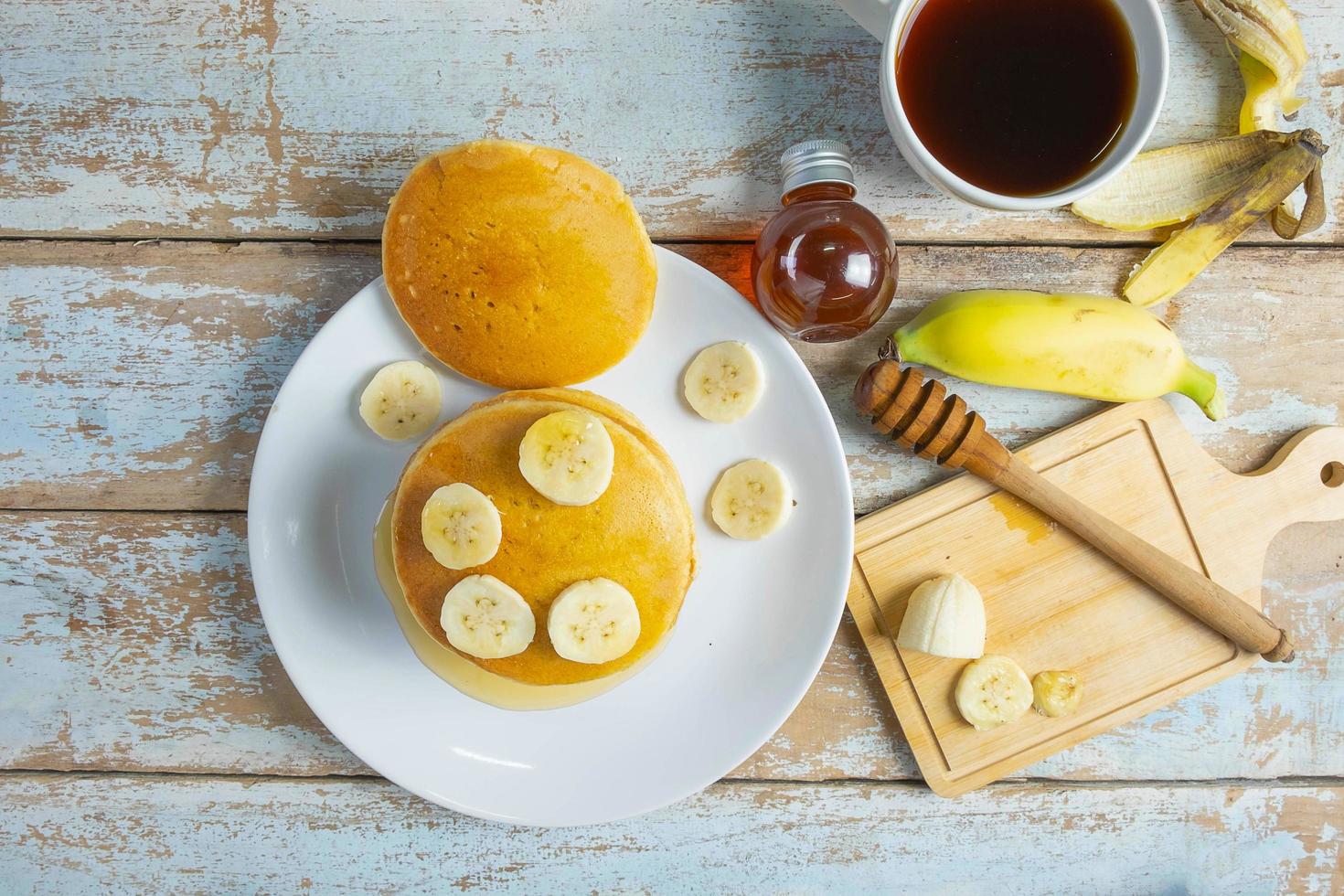 bovenaanzicht van pannenkoeken foto