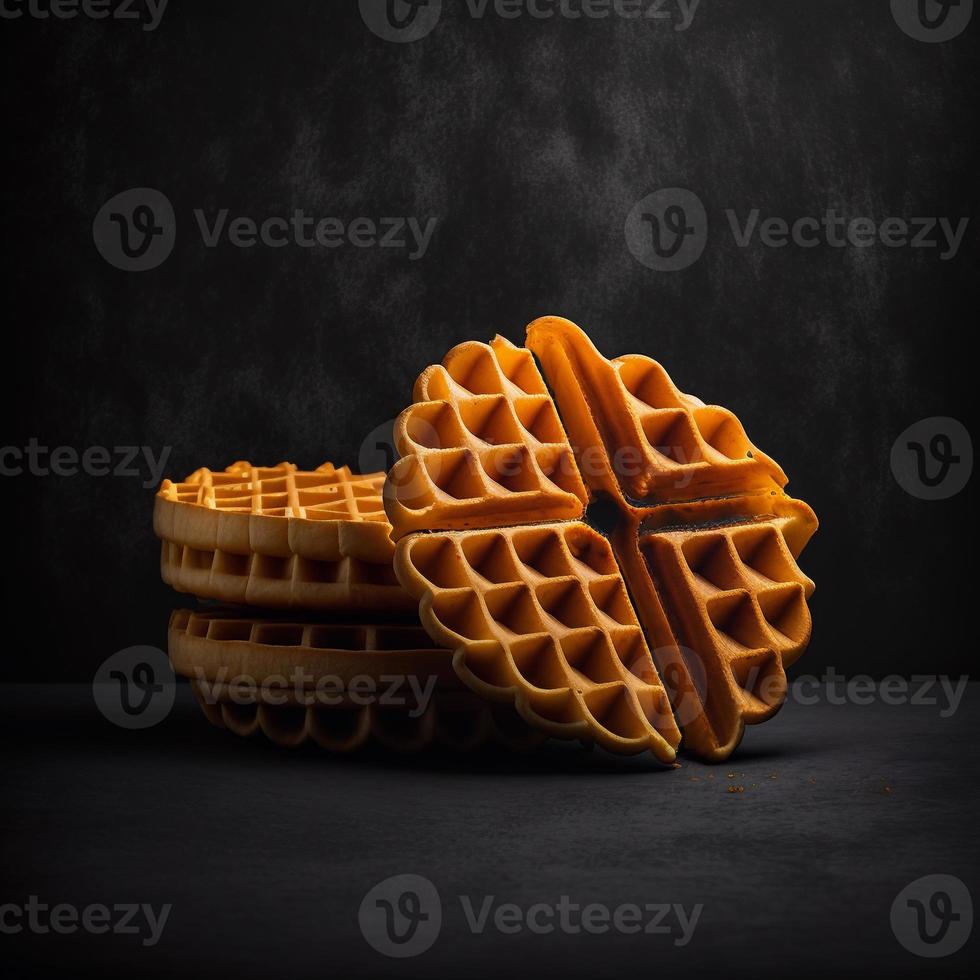 wafels Aan zwart achtergrond foto