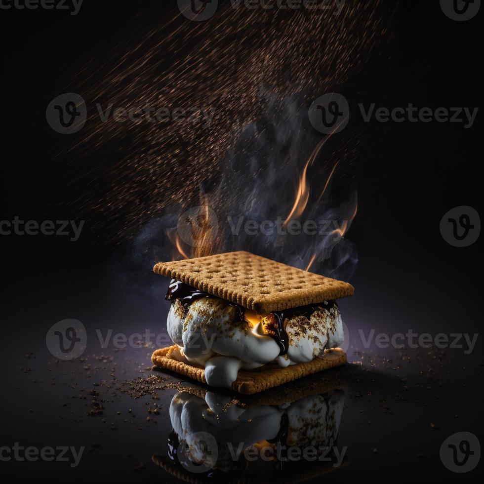 foto smores Aan zwart achtergrond voedsel fotografie