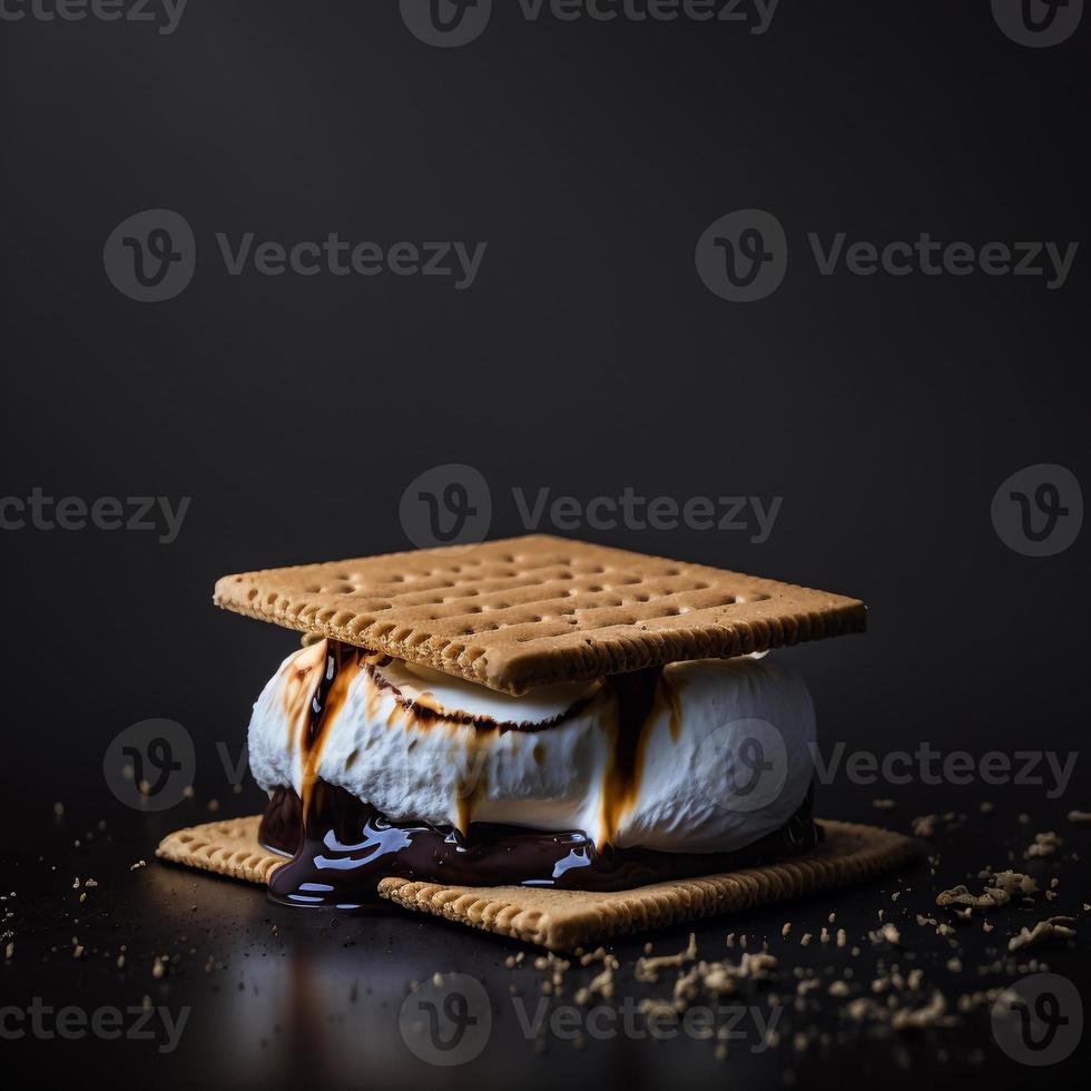 foto smores Aan zwart achtergrond voedsel fotografie