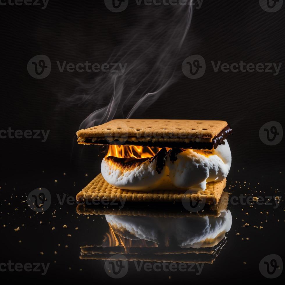 foto smores Aan zwart achtergrond voedsel fotografie