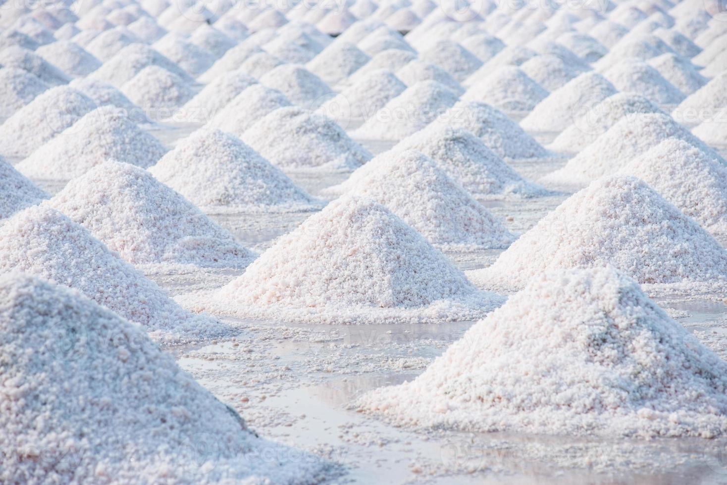 massa van zout in de zout zee zout boerderij foto