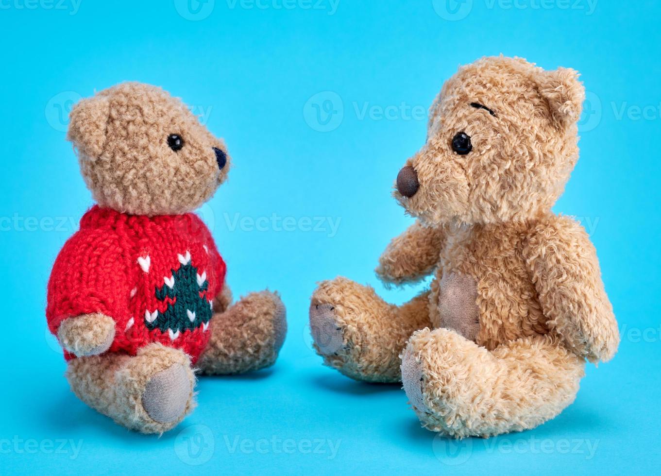 twee teddy bears zijn zittend foto