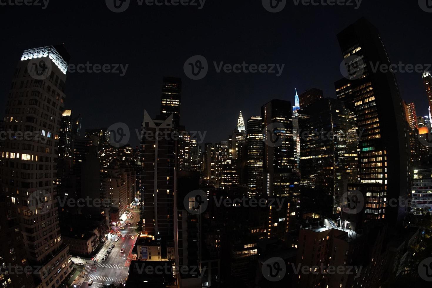 nieuw york stad nacht antenne stadsgezicht van terras op het dak foto