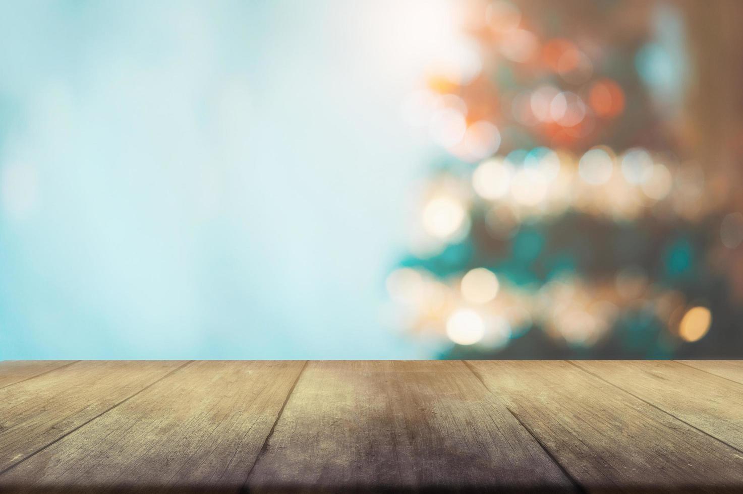 kerst bokeh en tafel foto