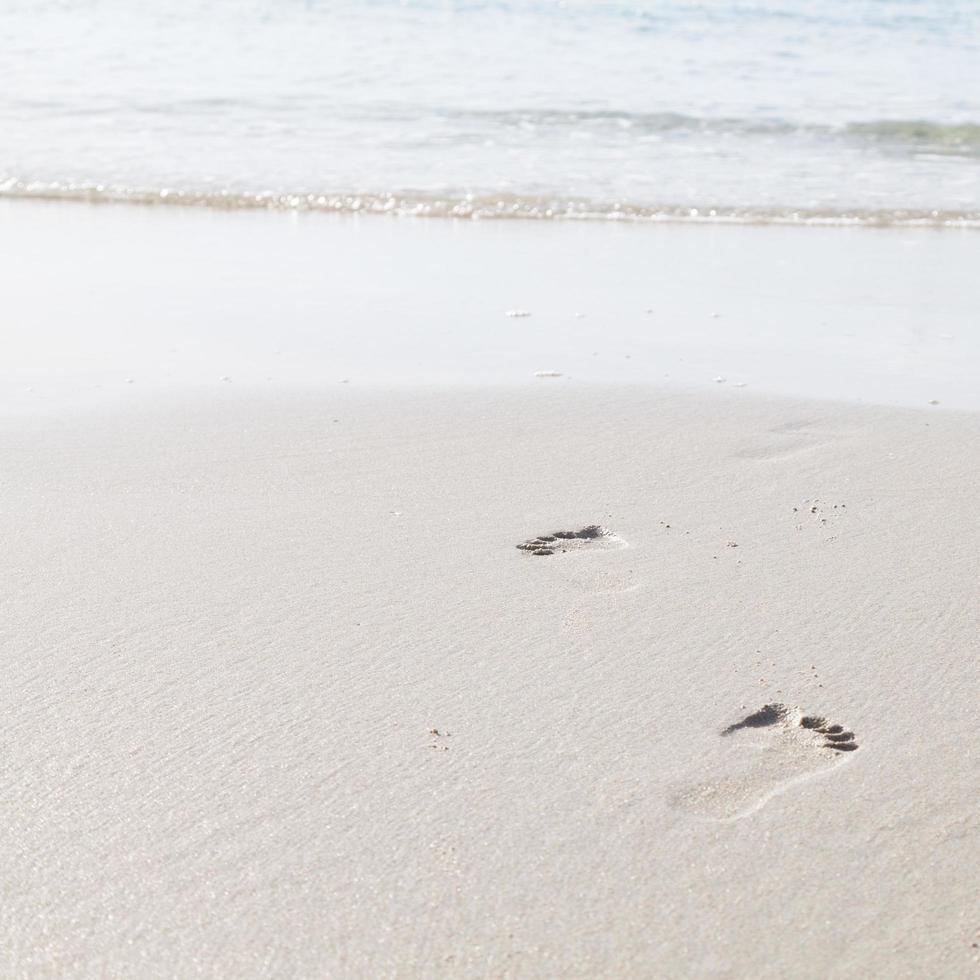 voetafdrukken in het zand op het strand foto