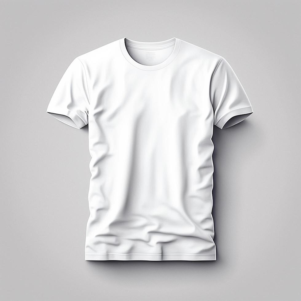 blanco t-shirt beeld voor model, voorkant visie, geïsoleerd Aan wit, duidelijk t-shirt model. polo tee ontwerp presentatie voor afdrukken. foto