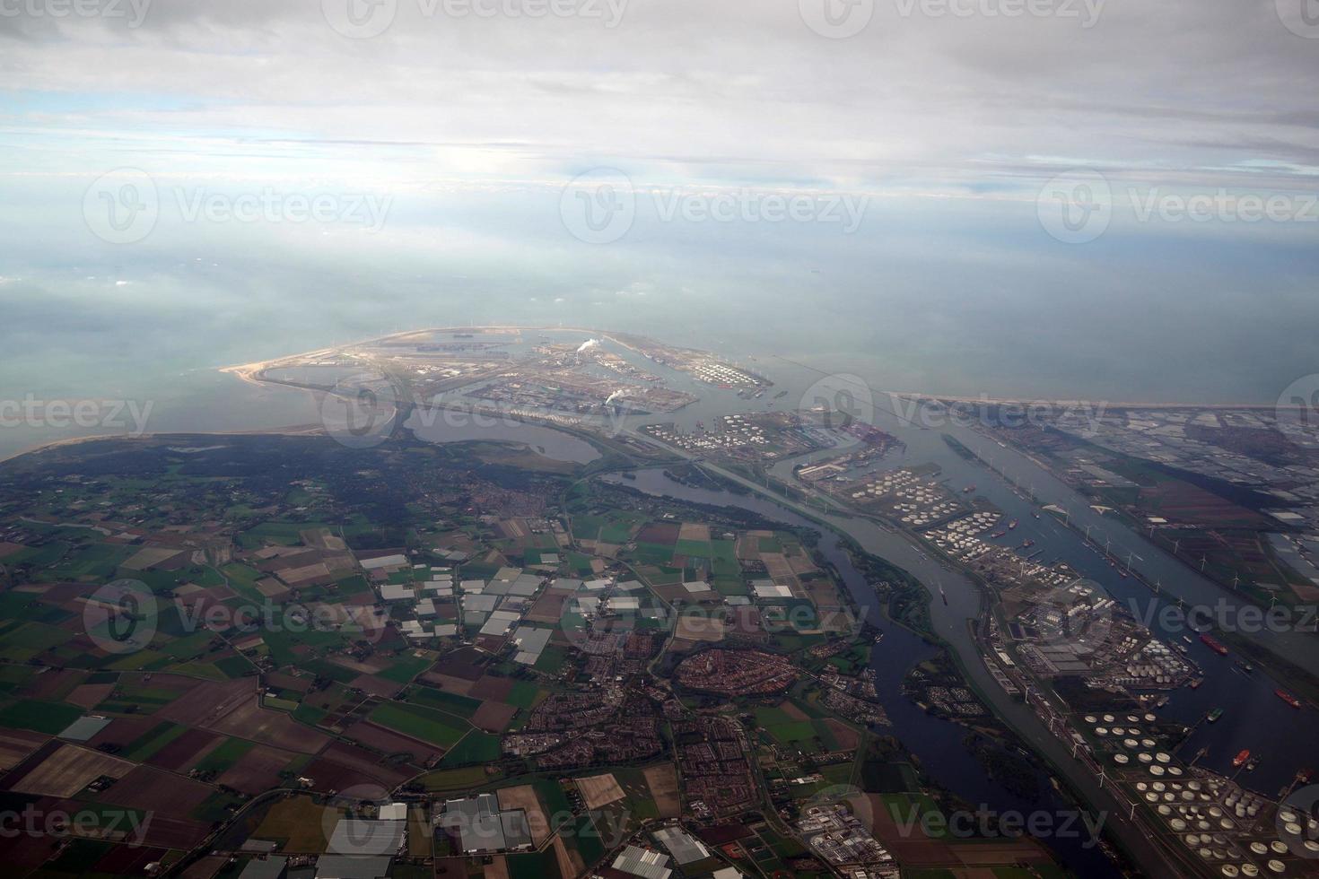 Amsterdam kanalen antenne panorama landschap terwijl landen foto