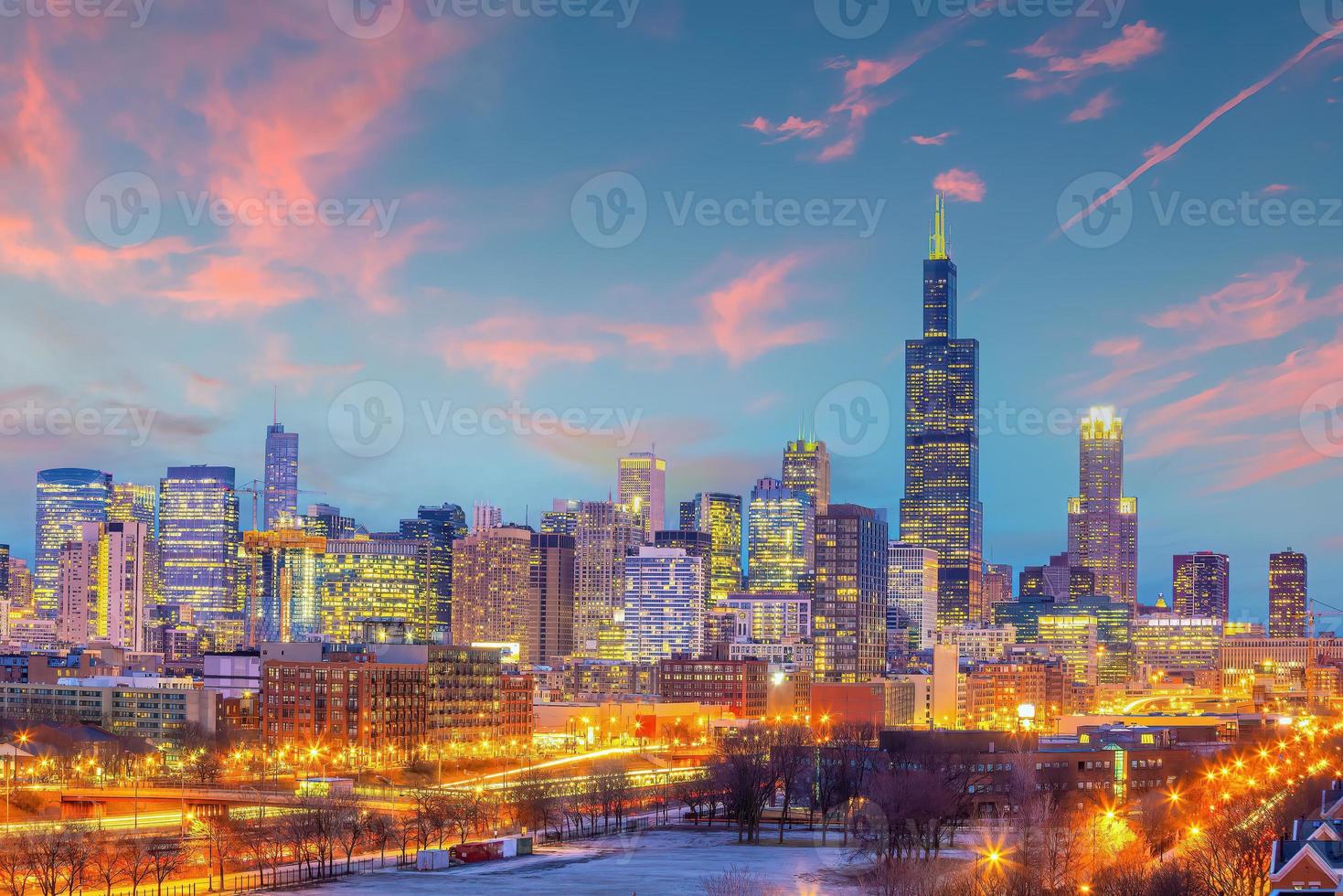 downtown chicago horizon stadsgezicht van Illinois, Verenigde Staten van Amerika foto